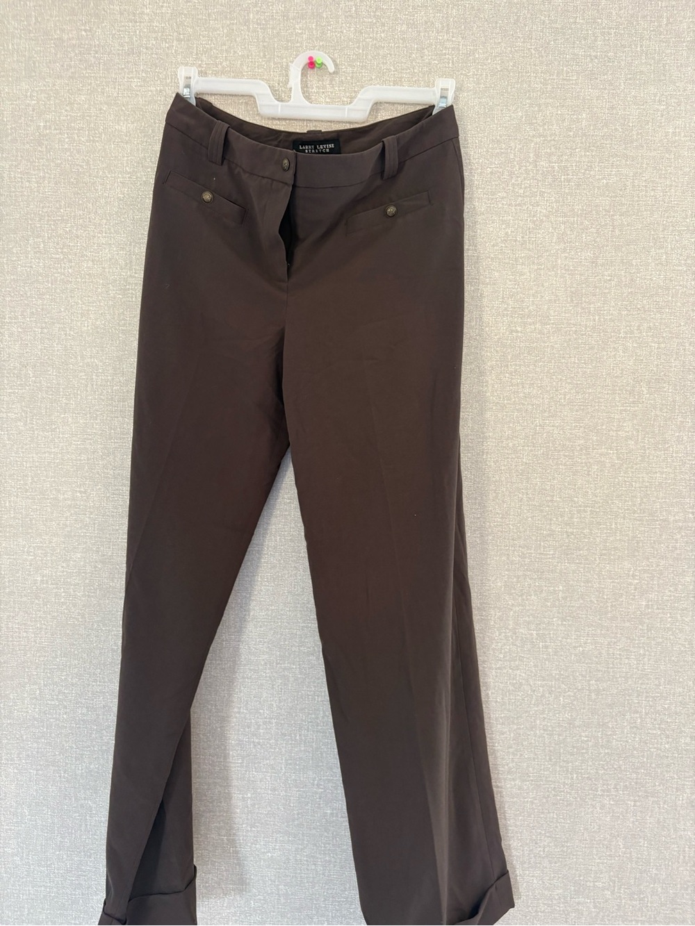 Larry Levine Stretch Brown Cuffed Dress Pants Women’s Size 10 Career Trousers